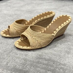 Carrie Forbes Nador Rafia Wedge Sandal 38 7/7.5